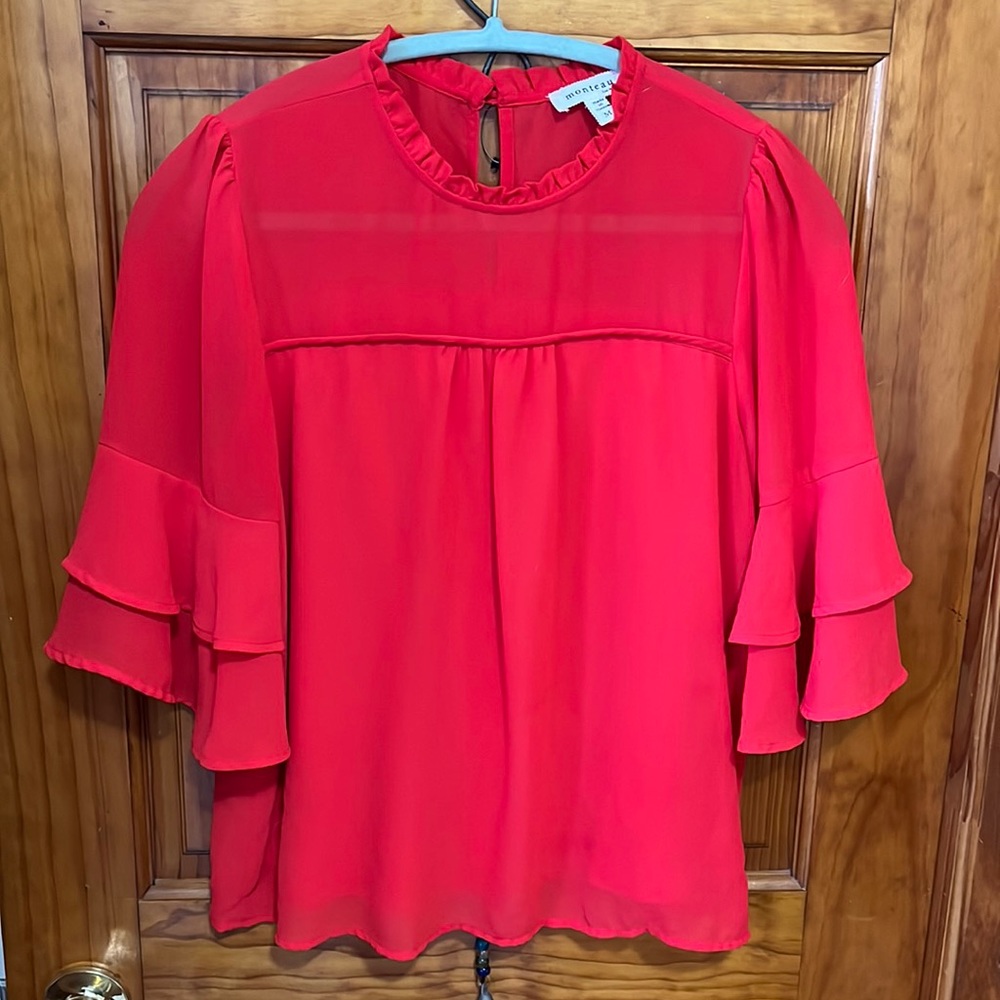 Pink/red shirt with bell sleeves